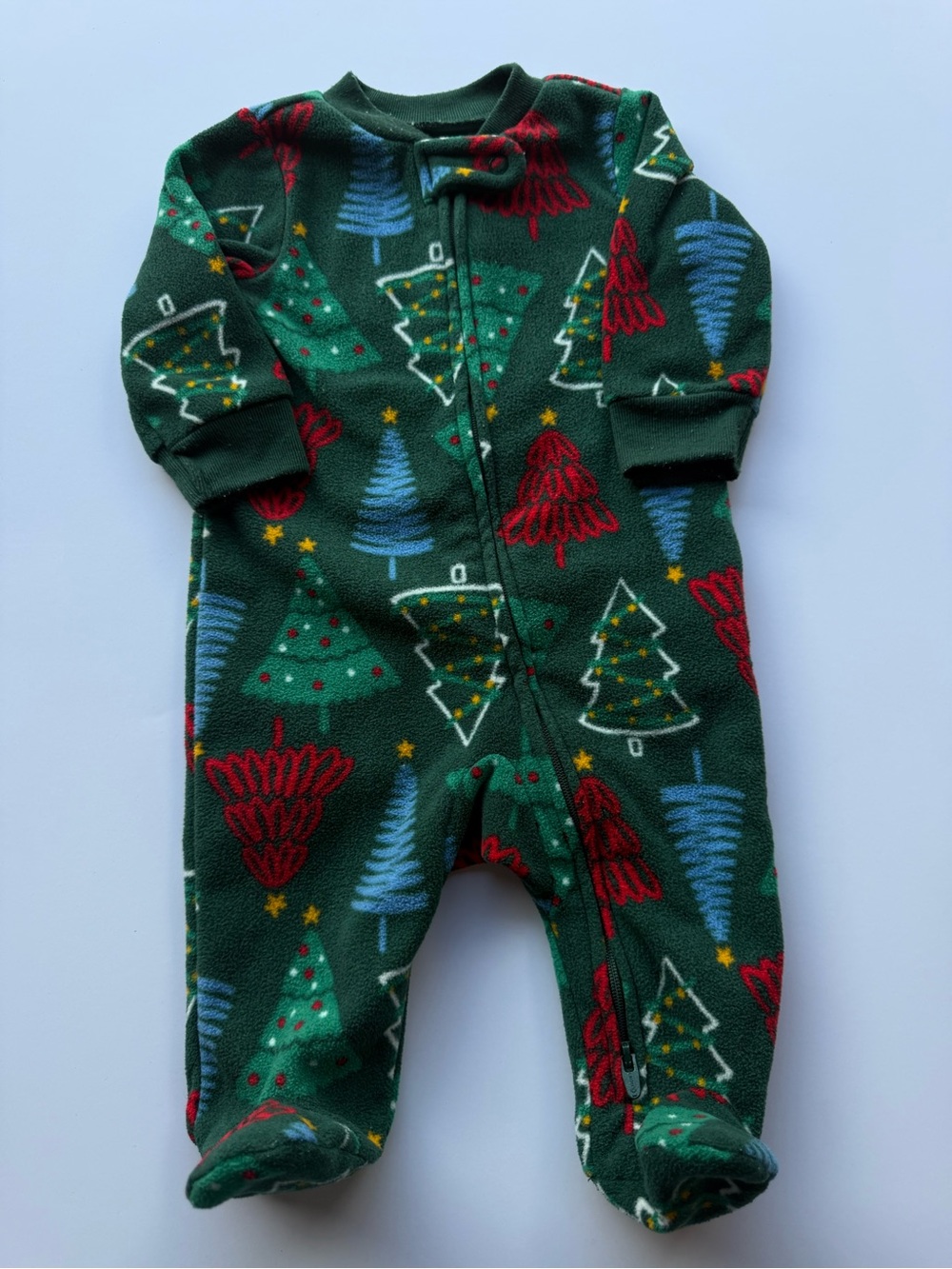 Carter's Green Holiday Tree Fleece Footie